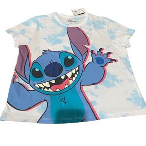 Disney Lilo & Stitch Tie Dye Cloud T-Shirt Blue Women NWT.